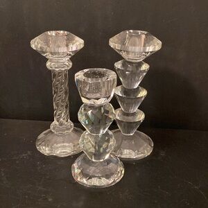 Group of 3 crystal Candlestick Holders by Simon Design